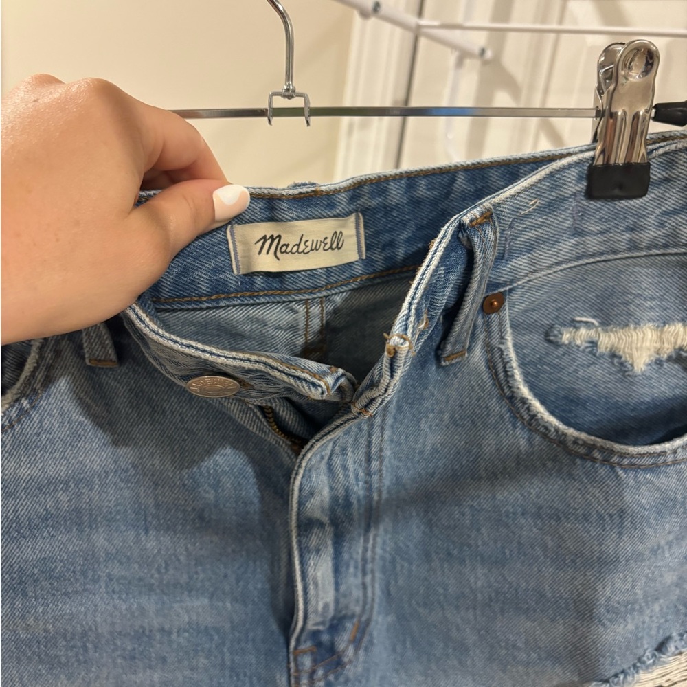 Madewell Light Blue Distressed Jean shorts